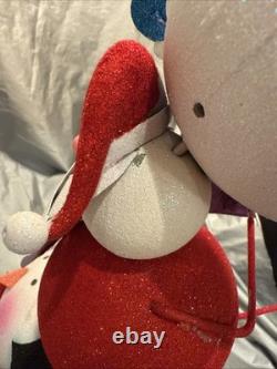 Pier 1 One VINTAGE SNOWMAN SANTA PENGUIN STACK TOWER Glitter 19.5 RARE Read