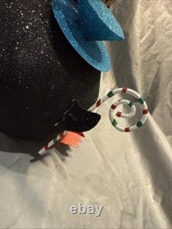 Pier 1 One VINTAGE SNOWMAN SANTA PENGUIN STACK TOWER Glitter 19.5 RARE Read