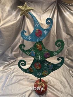 Pier 1 One VTG CHRISTMAS TREE WHIMSICAL Glitter Figurine 25.75 RARE HTF VGUC