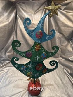 Pier 1 One VTG CHRISTMAS TREE WHIMSICAL Glitter Figurine 25.75 RARE HTF VGUC