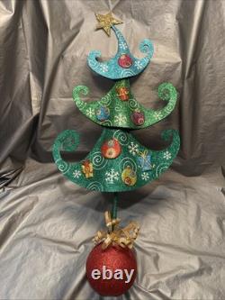 Pier 1 One VTG CHRISTMAS TREE WHIMSICAL Glitter Figurine 25.75 RARE HTF VGUC