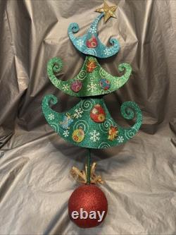 Pier 1 One VTG CHRISTMAS TREE WHIMSICAL Glitter Figurine 25.75 RARE HTF VGUC