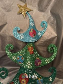 Pier 1 One VTG CHRISTMAS TREE WHIMSICAL Glitter Figurine 25.75 RARE HTF VGUC