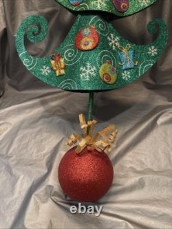 Pier 1 One VTG CHRISTMAS TREE WHIMSICAL Glitter Figurine 25.75 RARE HTF VGUC