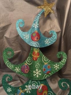 Pier 1 One VTG CHRISTMAS TREE WHIMSICAL Glitter Figurine 25.75 RARE HTF VGUC