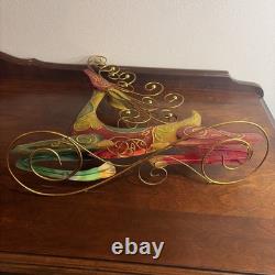 Pier 1 Rare VTG Christmas Reindeer Red Gold Green Metal Figure Home Decor 16x16
