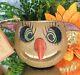 Poliwoggs Owl Bucket Pail 3.25 Poli-woggs Folk Art Halloween Primitive 90s Vtg