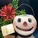 Poliwoggs Snowman Pail Bucket 2001 Folk Art Halloween Nos Withtags Dept 56 5