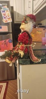 Poseable Christmas Forest Elf Richly decorated Gold, Green, Red Velvet