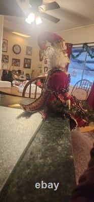 Poseable Christmas Forest Elf Richly decorated Gold, Green, Red Velvet