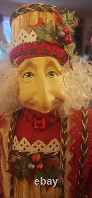 Poseable Christmas Forest Elf Richly decorated Gold, Green, Red Velvet
