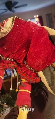 Poseable Christmas Forest Elf Richly decorated Gold, Green, Red Velvet