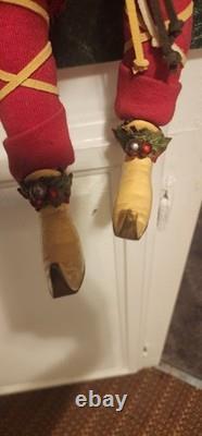 Poseable Christmas Forest Elf Richly decorated Gold, Green, Red Velvet