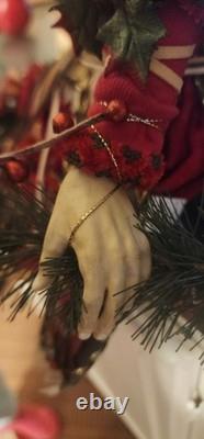 Poseable Christmas Forest Elf Richly decorated Gold, Green, Red Velvet