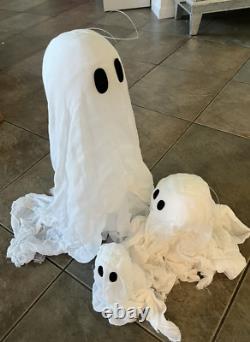 Pottery Barn Lit Hanging Ghosts Halloween set 3 New
