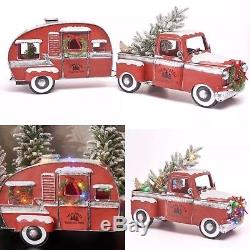 Pre Lit Red Vintage Pickup Truck / Camper Rv Christmas Metal