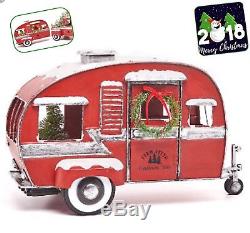 Pre Lit Red Vintage Pickup Truck / Camper Rv Christmas Metal