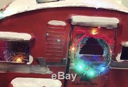 Pre Lit Red Vintage Pickup Truck / Camper Rv Christmas Metal