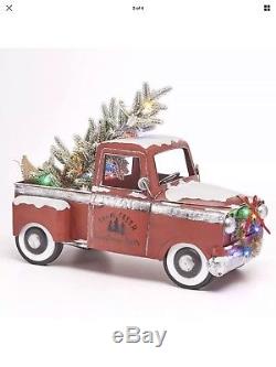 Pre Lit Red Vintage Pickup Truck / Camper Rv Christmas Metal