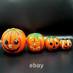 Pumpkin Nesting Dolls 4 Piece Halloween Jack O Lantern Goth Vintage Gift Decor