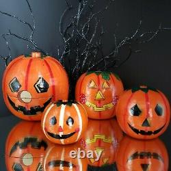 Pumpkin Nesting Dolls 4 Piece Halloween Jack O Lantern Goth Vintage Gift Decor