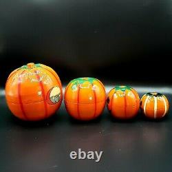 Pumpkin Nesting Dolls 4 Piece Halloween Jack O Lantern Goth Vintage Gift Decor