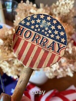 RARE 1900s Antique HORRAY July 4 Independence Day Parade Clappers Noisemakers