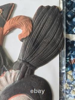 RARE 1920s Halloween LARGE 16 INCH Walking Witch Diecut Decoration Germany RARE 1920s Halloween LARGE 16 INCH Walking Witch Diecut Decoration Germany