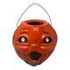 Rare 1940's Large Paper Mache Pumpkin Halloween 8 Jol With Face And Wire Handle