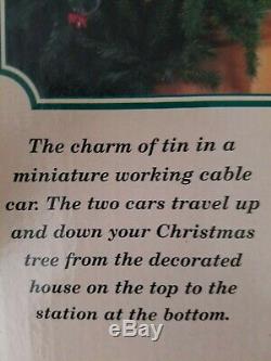 RARE 2000 Mr Christmas Animated TIN Christmas Cable Cars NIB Tree Decor