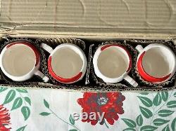 RARE 4 Vintage Ceramic Winking Santa Mugs NOEL Handles Original Box Japan