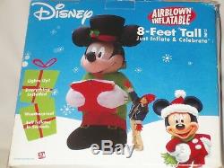 RARE 8' Tall Gemmy Mickey Mouse Caroler Lighted Christmas Airblown Inflatable