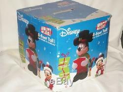 RARE 8' Tall Gemmy Mickey Mouse Caroler Lighted Christmas Airblown Inflatable