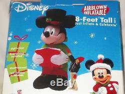 RARE 8' Tall Gemmy Mickey Mouse Caroler Lighted Christmas Airblown Inflatable