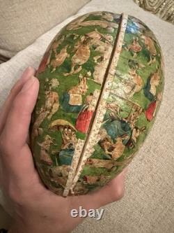 RARE Antique German Papier-Mâché Easter Egg Large 7 Size Anthropomorphic Bunny