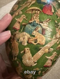 RARE Antique German Papier-Mâché Easter Egg Large 7 Size Anthropomorphic Bunny