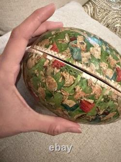 RARE Antique German Papier-Mâché Easter Egg Large 7 Size Anthropomorphic Bunny