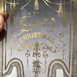 RARE Antique Victorian Merry Christmas Celluloid CLEAR Banner Light Purple