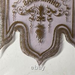 RARE Antique Victorian Merry Christmas Celluloid CLEAR Banner Light Purple