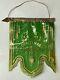 Rare Antique Victorian Merry Christmas Celluloid Green Banner Holiday Decor