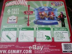 RARE BLUE 6' Gemmy Lighted Rotating Carousel Christmas Airblown Inflatable-NEW