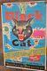 Rare Blue Vintage Li & Fung Black Cat Firecrackers Poster 23x34 Fireworks 4th