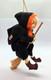 Rare Cute Vintage Halloween Witch Riding Broom Painted Face Felt Ornament Japan