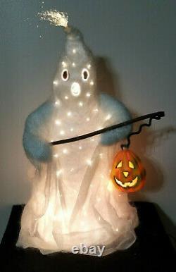 RARE Dept 56 Halloween LARGE White Color Changing Fiber Optic Ghost 25 Retired