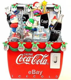 RARE Enesco Coca-Cola Lighted Multi-Action Cooler Winter Wonderland Music Box