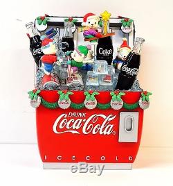 RARE Enesco Coca-Cola Lighted Multi-Action Cooler Winter Wonderland Music Box