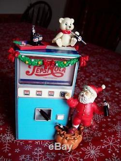 RARE Enesco Lighted Santa's Pepsi Cola Vending Machine Multi-Action Music Box