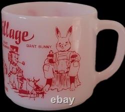 RARE Federal Milk Glass SANTA'S VILLAGE Mug Jefferson NH Lot of 3 Mugs