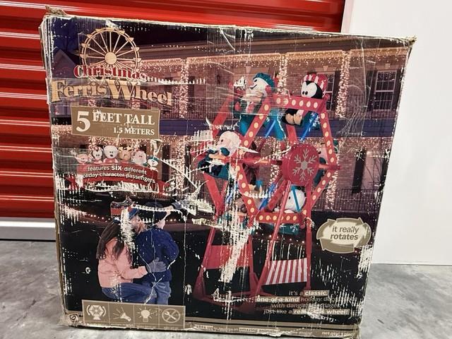 Rare Gemmy 2007 Christmas Ferris Wheel Rotates Lights Up 5' With 6 Character Swing