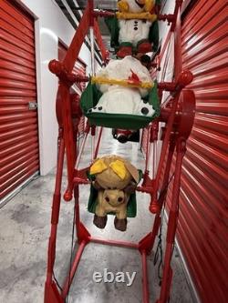 RARE GEMMY 2007 CHRISTMAS FERRIS WHEEL ROTATES LIGHTS UP 5' With 6 CHARACTER SWING